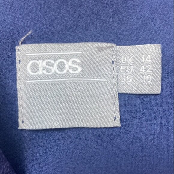 Asos Women’s Blue V Neck Mesh Floor Length Short Sleeve Maxi Dress Sz 10 - Picture 9 of 11